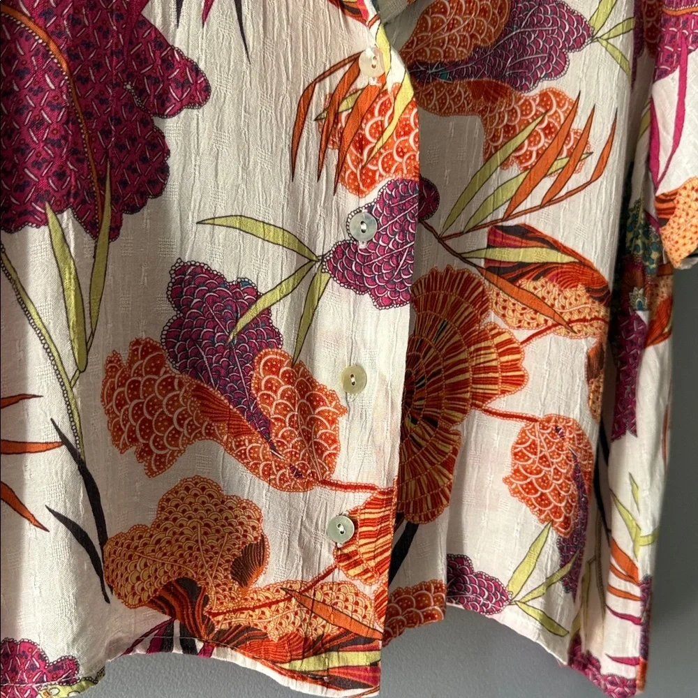 Rachel Zoe Colorful Floral Button-Down Shirt SzM - Picture 5 of 7